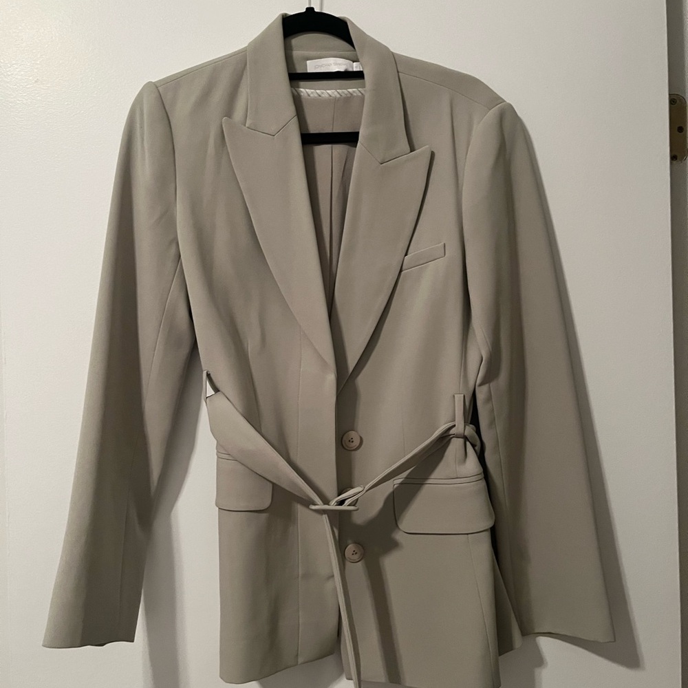 Chic Mint Blazer with Belt